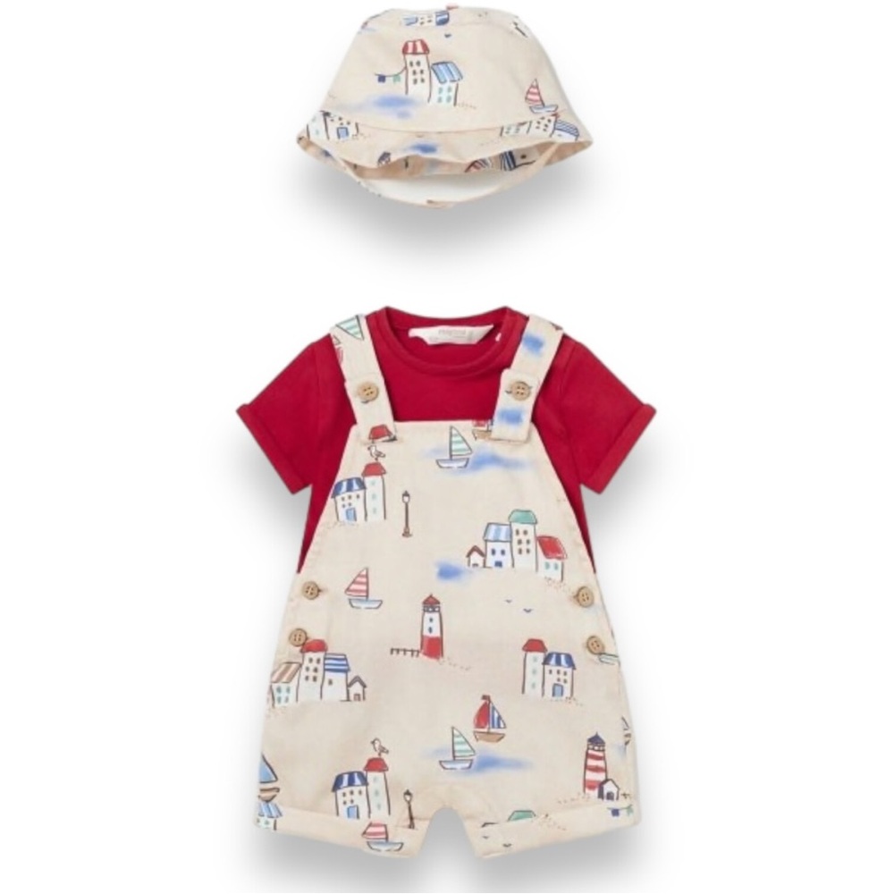 Mayoral baby one piece sailing dungaree set Nautical Baby Outfit with Hat 6-9 M